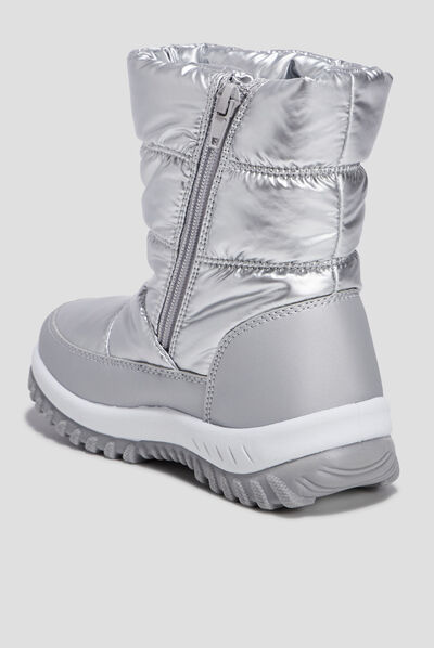 Bottes de neige métallisées gris argent fille