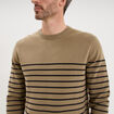 Pull col rond manches longues taupe homme