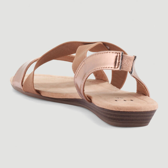 Sandales élastiquées petit compensé femme rose