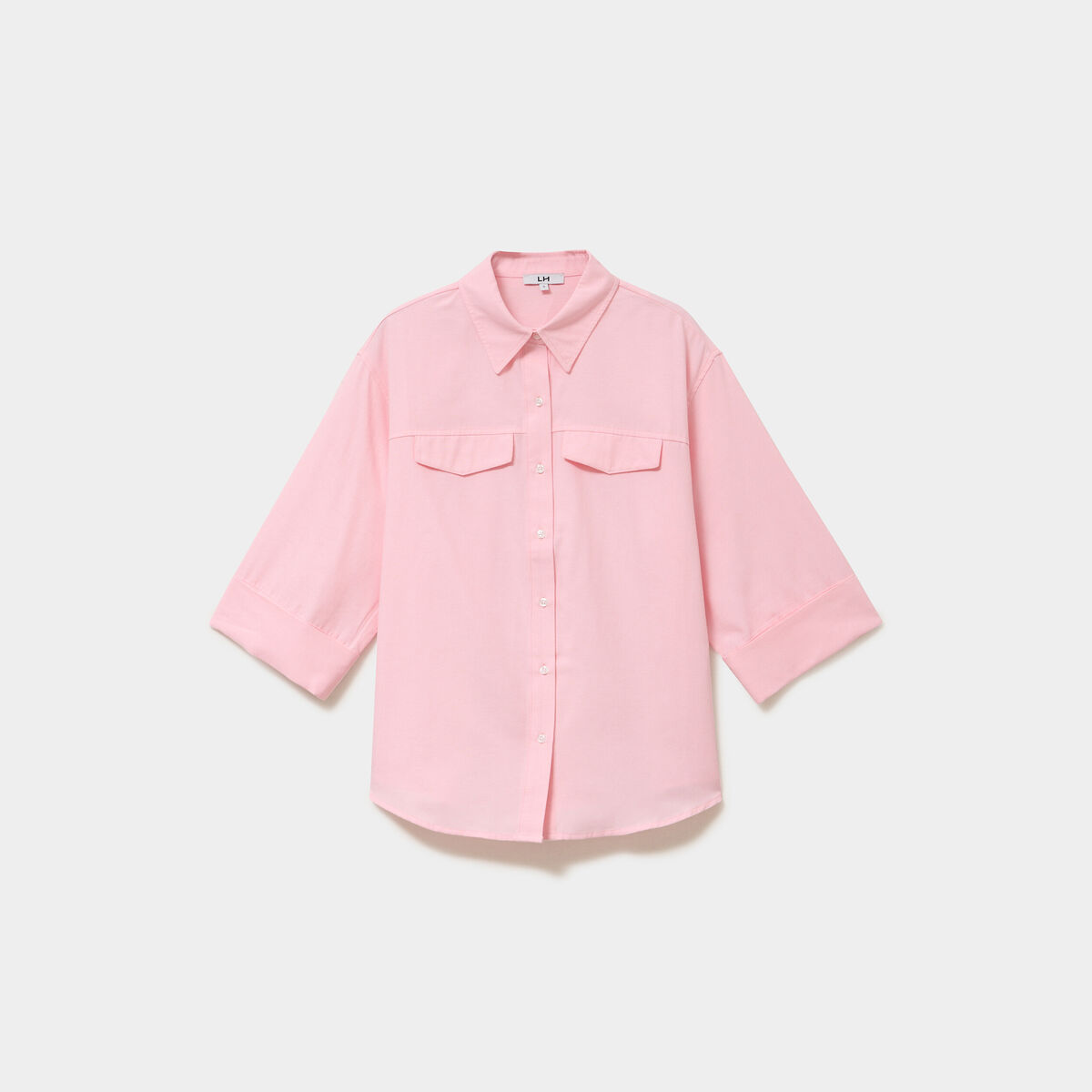 Chemise manches 3/4 poches poitrine rose clair femme