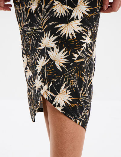 Jupe midi portefeuille noir femme