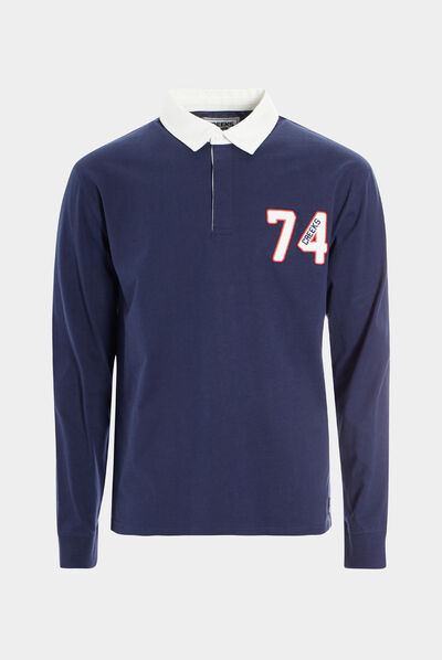Polo manches longues Creeks bleu marine homme