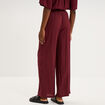 Pantalon large fluide taille &eacute;lastiqu&eacute;e bordeaux femme