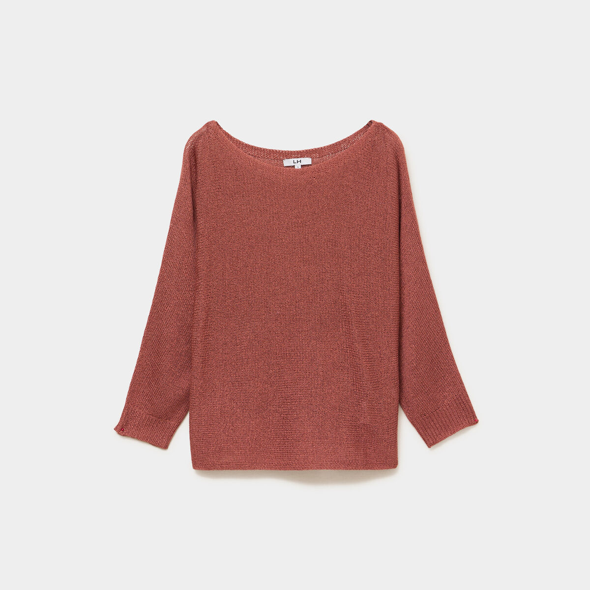 Pull droit col rond manches longues vieux rose femme