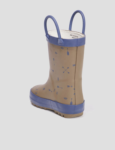 Bottes de pluie avec anses marron bébé garçon