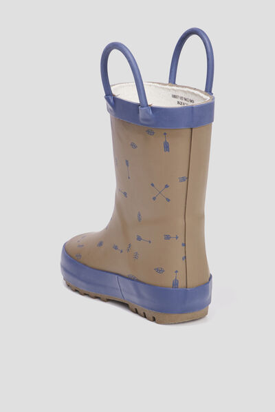Bottes de pluie avec anses marron bébé garçon