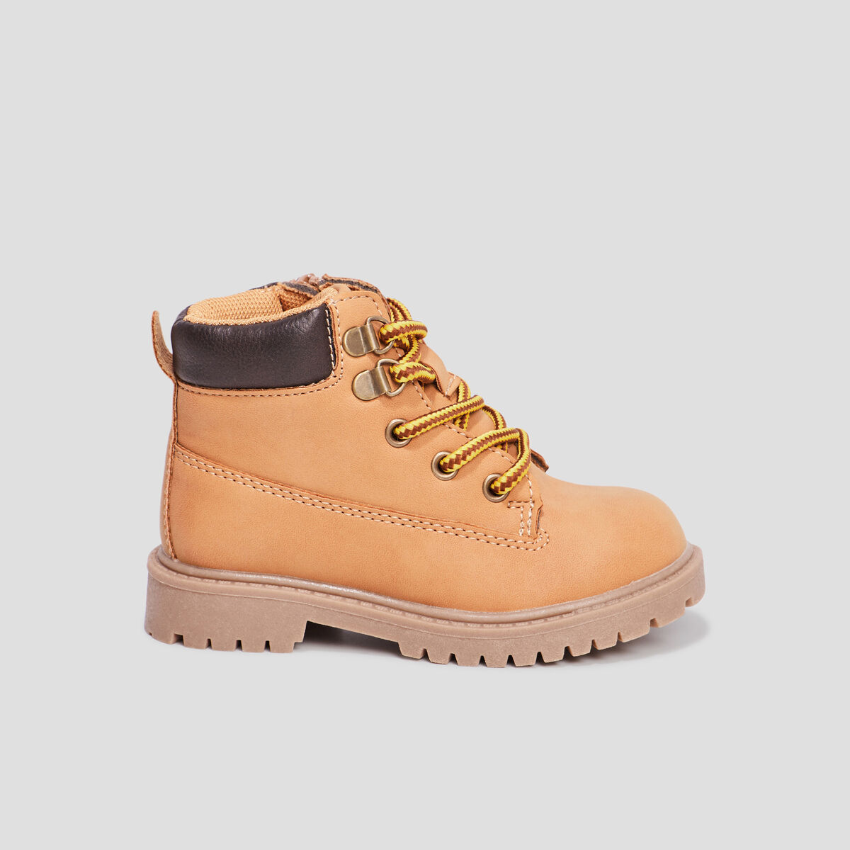 Boots crant&eacute;es zipp&eacute;es &agrave; lacets Bali jaune b&eacute;b&eacute; gar&ccedil;on