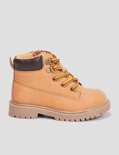 Boots crantées zippées à lacets Bali jaune bébé garçon