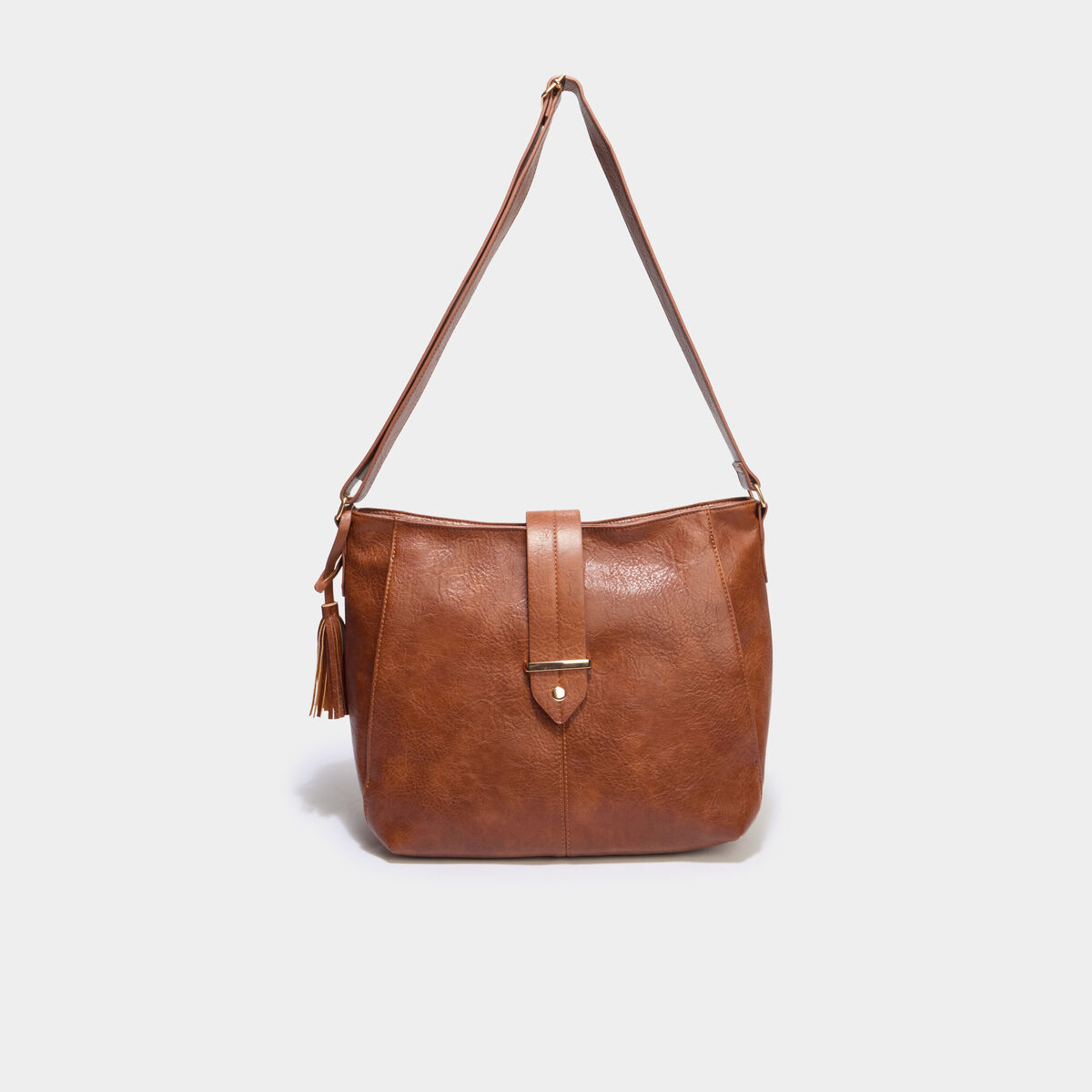 Sac port&eacute;-&eacute;paule marron cognac femme