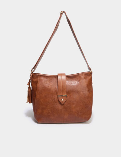 Sac port&eacute;-&eacute;paule marron cognac femme