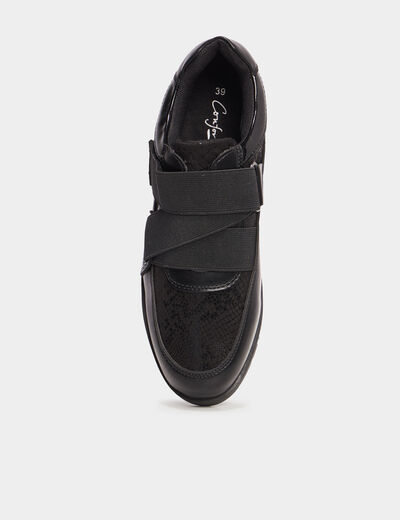 Tennis basses pied large Confortissimo noir femme