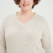Pull col en V manches longues ecru femme grande taille