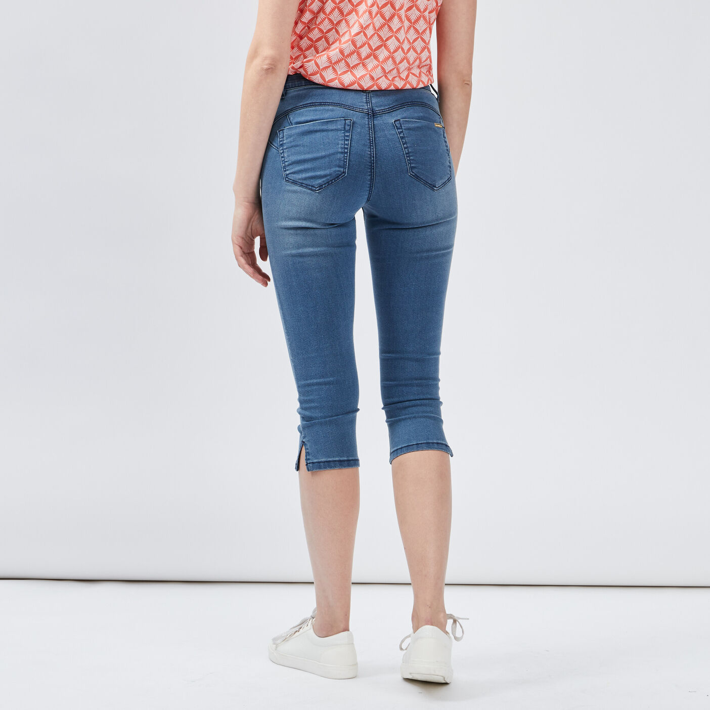 Pantacourt skinny en jean femme denim double stone La Halle