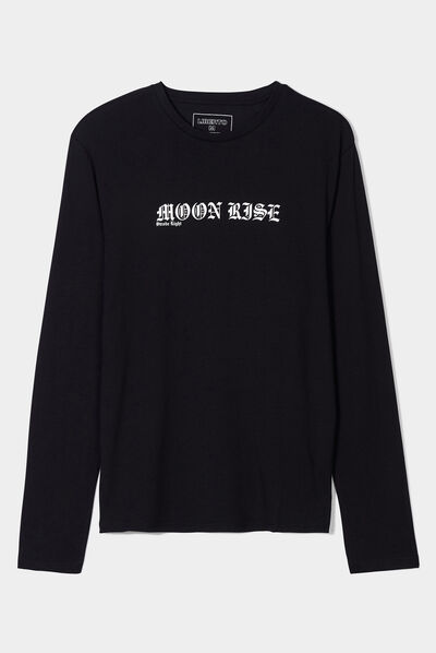T-shirt droit manches longues Liberto noir homme