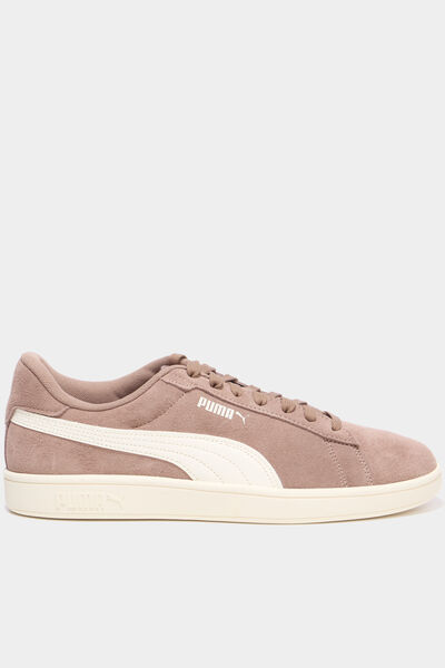 Baskets cuir su&eacute;dine Puma Smash V3 marron clair homme