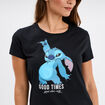 T-shirt manches courtes coton Stitch noir femme