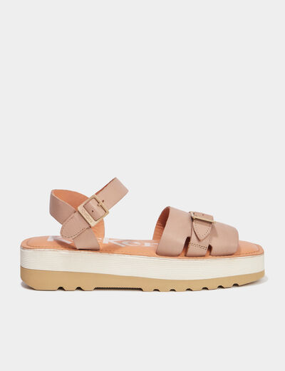 Sandales plateformes en cuir Kickers sable femme