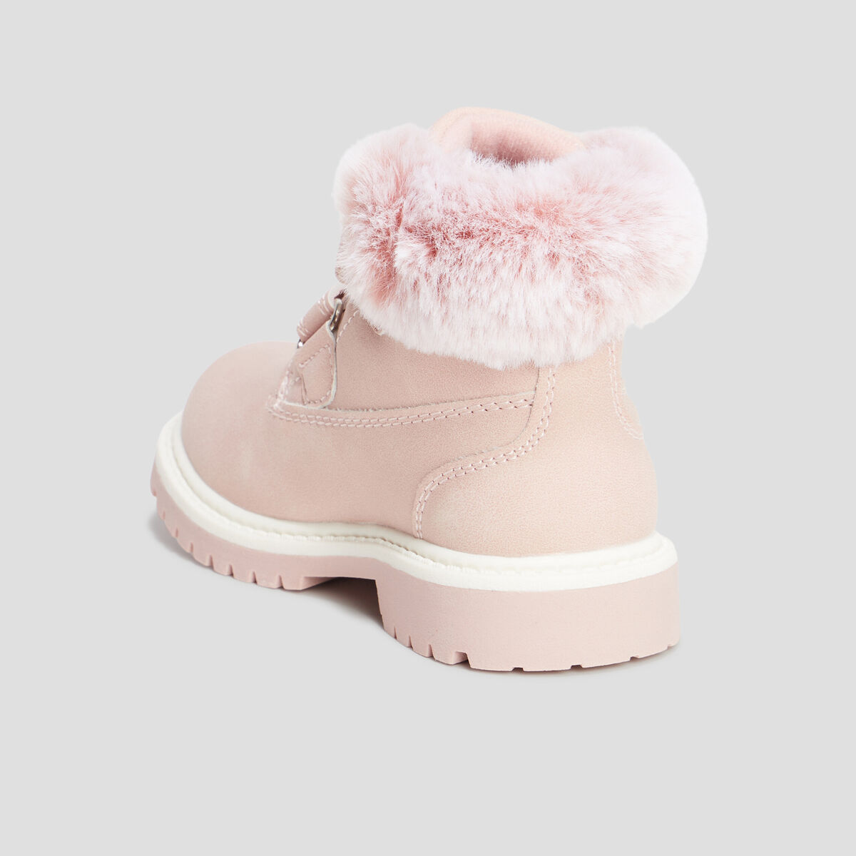 Bottines &agrave; scratchs fausse fourrure rose b&eacute;b&eacute; fille
