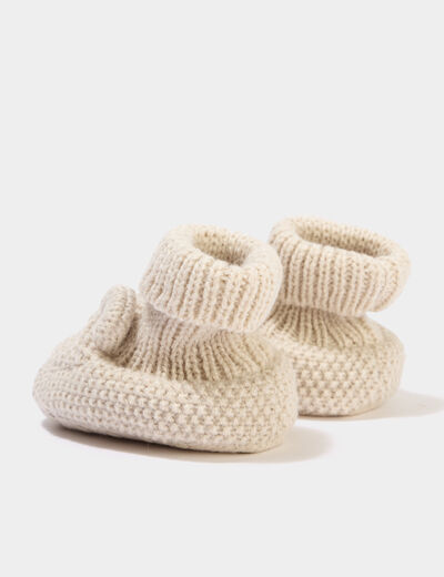 Chaussettes d'int&eacute;rieur tricot&eacute;es taupe b&eacute;b&eacute;