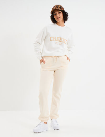 Sweat col rond manches longues Creeks blanc femme