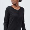 Gilet manches longues boutonné col rond noir femme