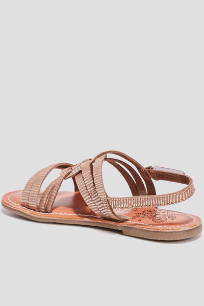 Sandales en cuir couleur bronze fille