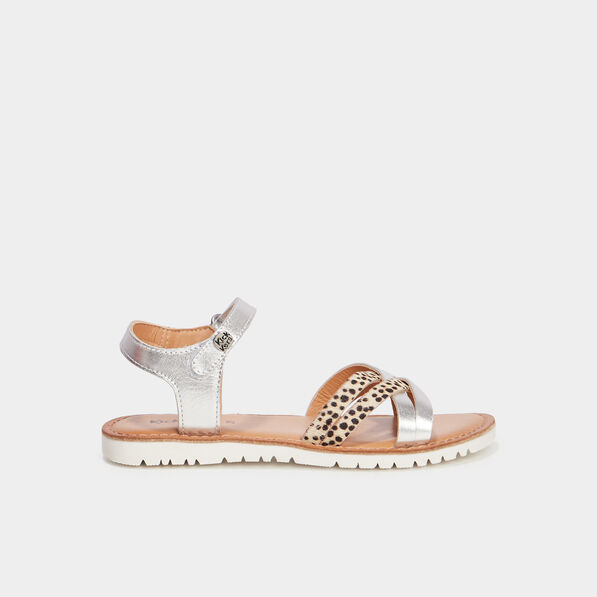 sandales en cuir kickers betternew gris argent fille Sandales en cuir Kickers Betternew gris argent fille