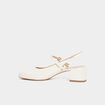 Ballerines &agrave; talons vernies blanc femme