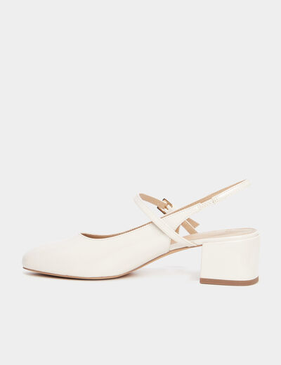 Ballerines &agrave; talons vernies blanc femme