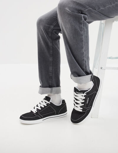 Tennis basses en toile à lacets noir homme