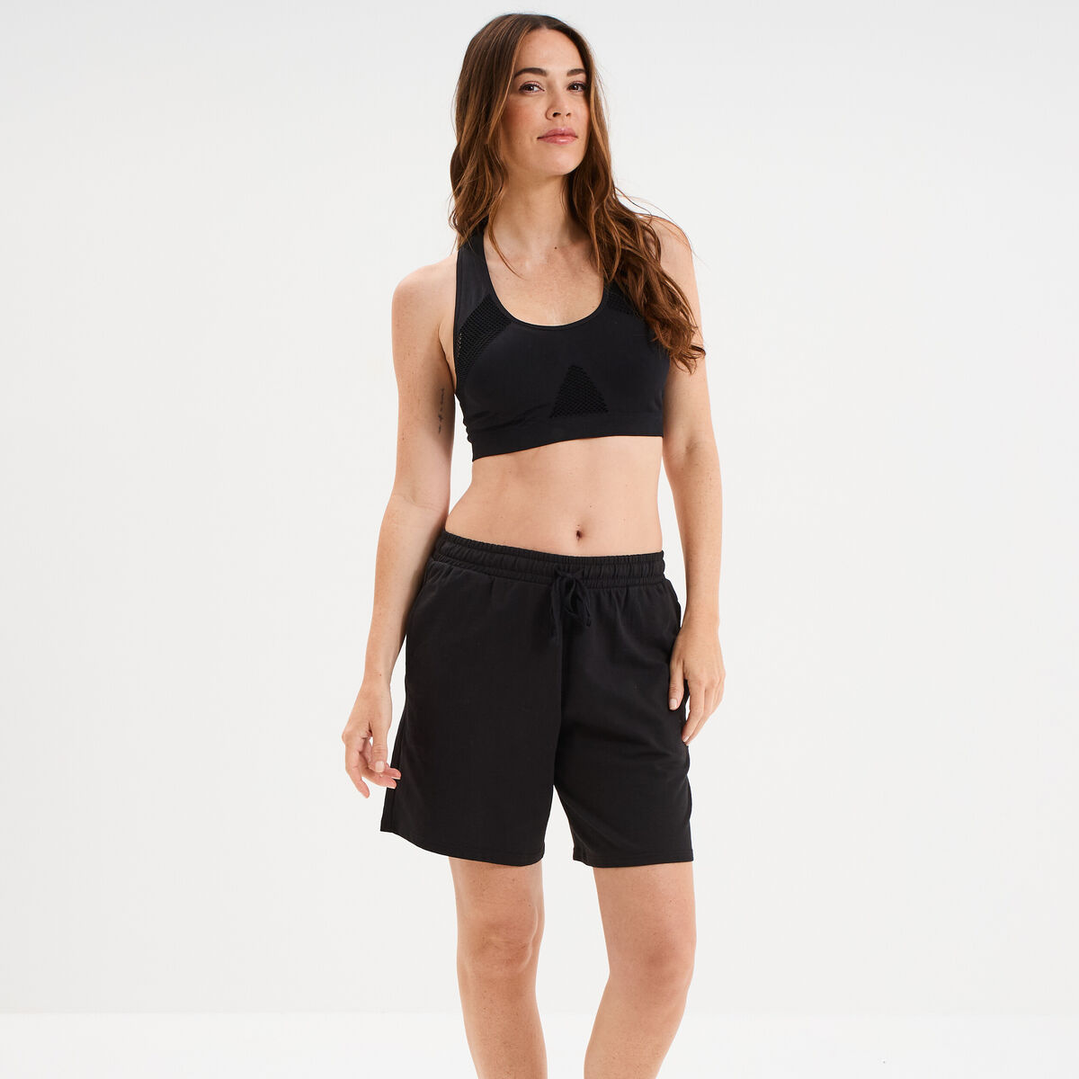 Brassière sport microfibre dos nageur noir femme