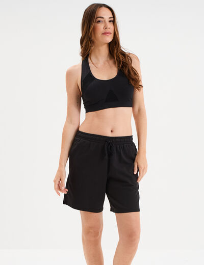 Brassière sport microfibre dos nageur noir femme