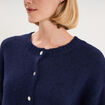 Gilet boutonn&eacute; manches courtes col rond bleu fonc&eacute; femme