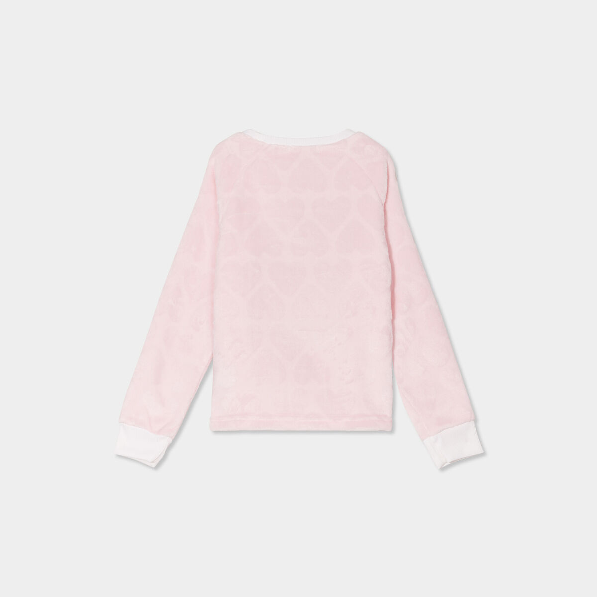 Ensemble pyjama pantalon effet polaire rose poudr&eacute;e fille