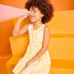 Robe patineuse sans manches coton jaune fille