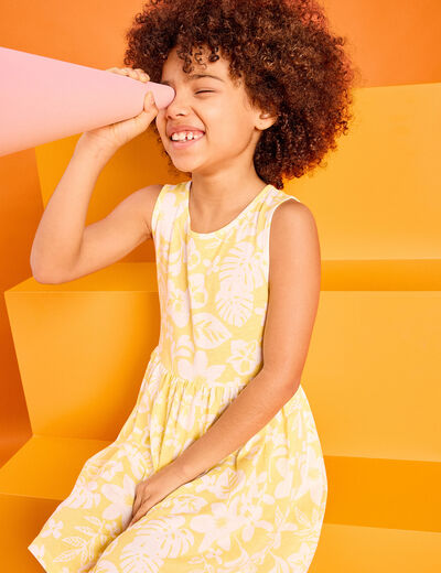Robe patineuse sans manches coton jaune fille
