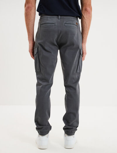 Pantalon cargo slim stretch vert fonc&eacute; homme