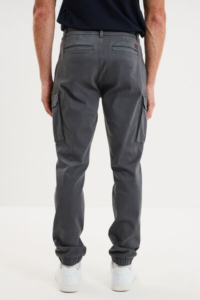 Pantalon cargo slim stretch vert fonc&eacute; homme
