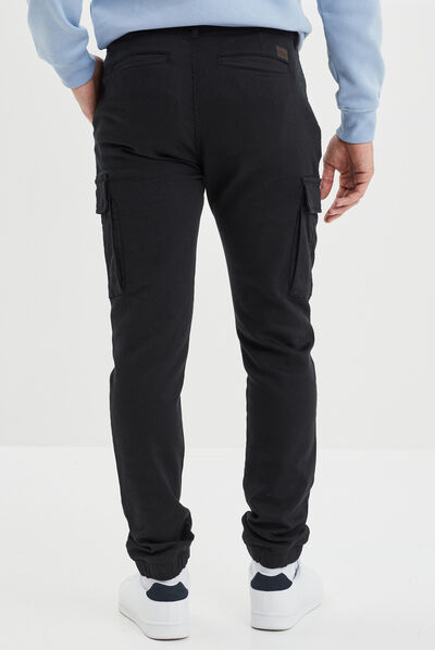 Pantalon cargo à coulisse noir homme