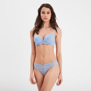 Soutien-gorge emboîtant paddé dentelle bleu clair femme