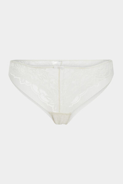 Tanga en dentelle ivoire femme