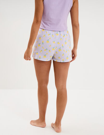 Bas de pyjama short coton ecru femme