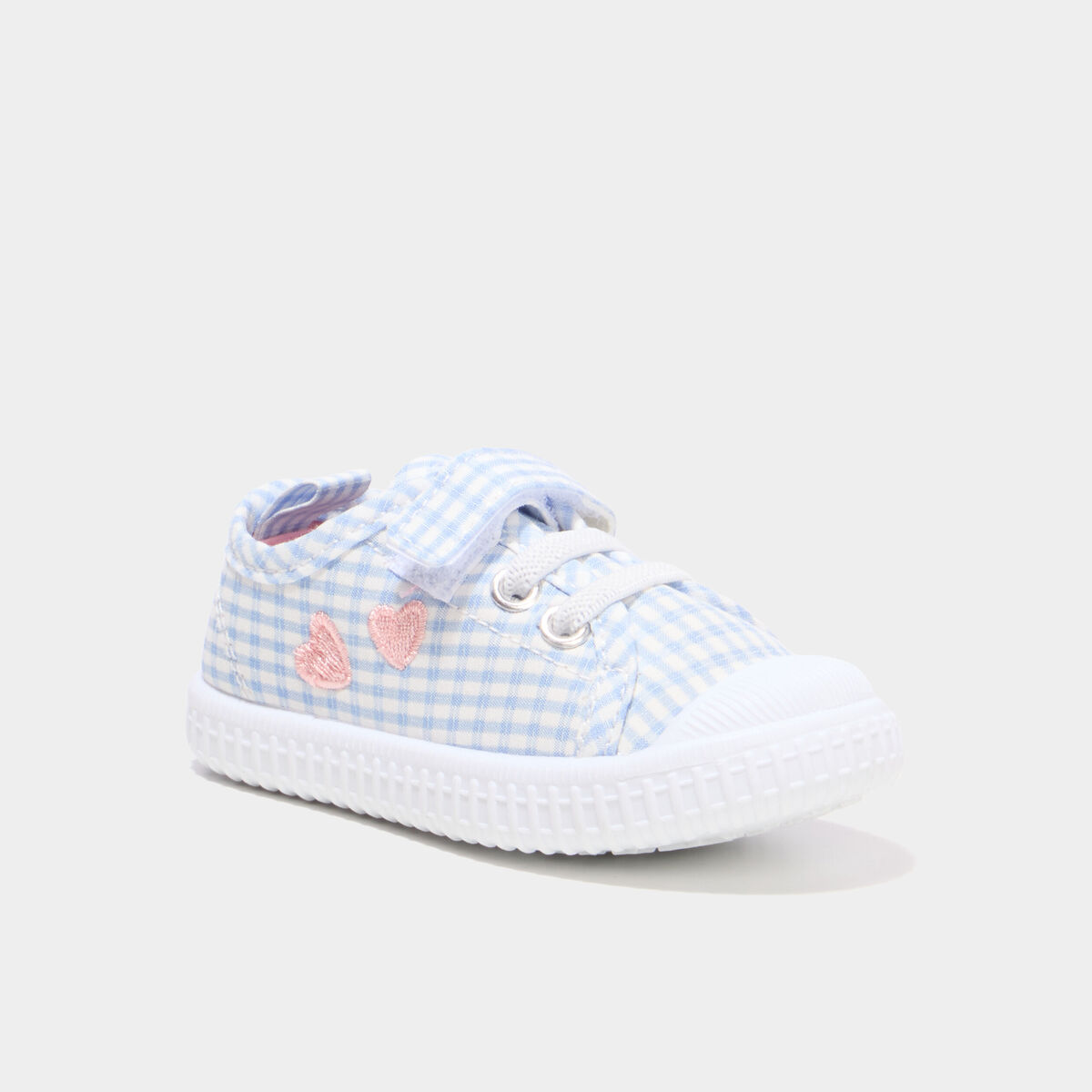 Tennis basses toile semelle souple bleu ciel b&eacute;b&eacute; fille