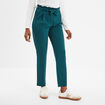 Pantalon city paperbag ceinturé 7/8ème vert canard femme