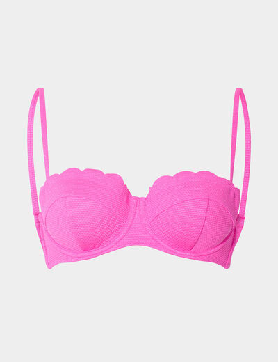 Haut de maillot de bain bandeau rose fushia femme