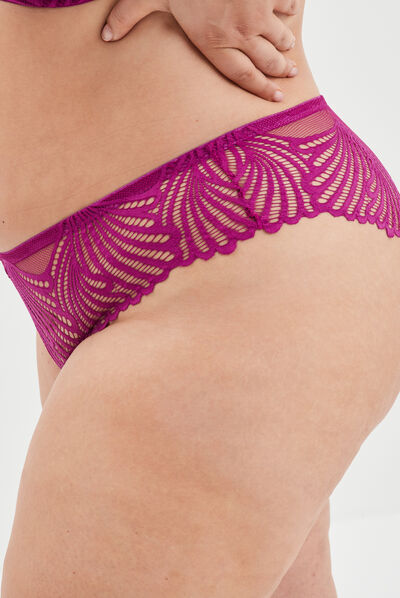 Tanga en dentelle Ingrid violet femme grande taille