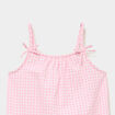 Robe courte &agrave; bretelles et volants rose fille