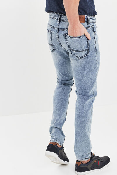 Jeans skinny taille standard denim bleach homme