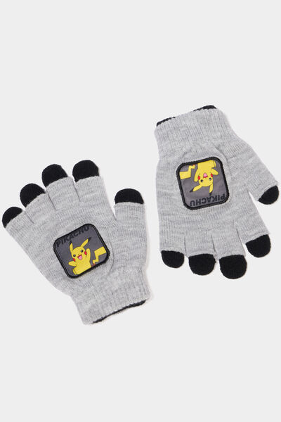 Gants 2-en-1 Pok&eacute;mon Pikachu gris gar&ccedil;on
