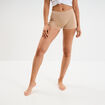 Short cycliste taille élastiquée beige femme